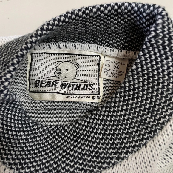 Vintage Cat 3D Print Knit Sweater Kitty Heart Bow Embroidery Art Pullover Medium - Picture 6 of 9